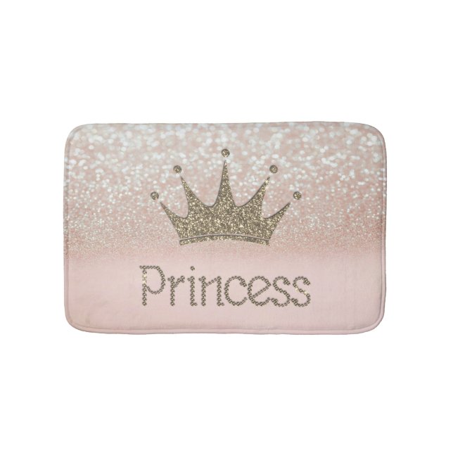 Alfombrilla De Baño Encantadora Moda Tiara, princesa, Purpurina Bokeh (Anverso)