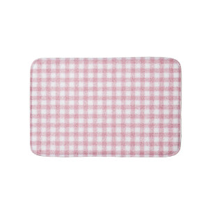 Alfombrilla De Baño Encanto de Gingham Rosa y Blanco aterciopelado