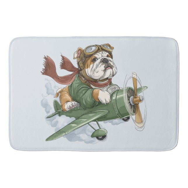 Alfombrilla De Baño English Bulldog Pilot Airplane (Anverso)