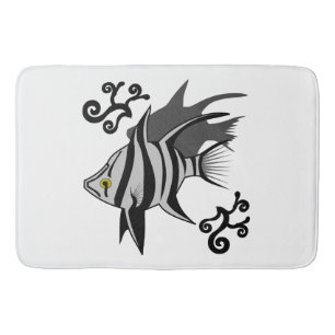 Alfombrilla De Baño Enoplosus viejas esposas, peces blancos con franja