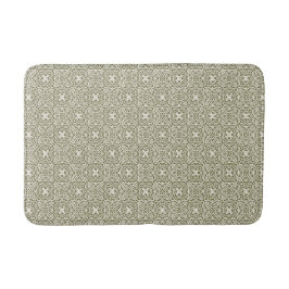 Alfombrilla De Baño Enrejado Floral Oliva Geométrico