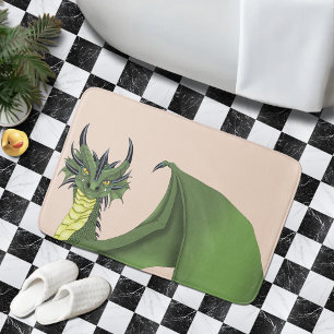 Alfombrilla De Baño Envase de retrato de dragón verde