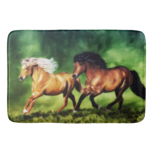 Alfombrilla De Baño Equipo de ensueño Caballos islandeses corriendo (Anverso)