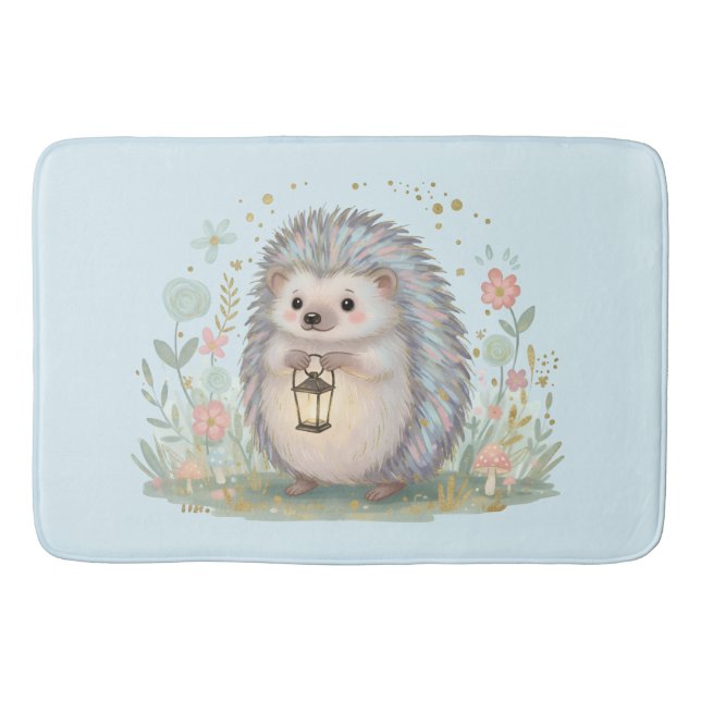 Alfombrilla De Baño Erizo Adorable con Linterna (Anverso)