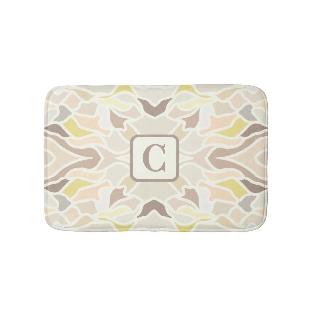 Alfombrilla De Baño Es el patrón de abstracto geométrico de marfil (Anverso)