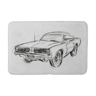 Alfombrilla De Baño Esbozo clásico del coche IV