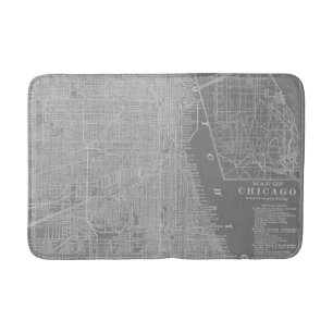 Alfombrilla De Baño Esbozo del mapa de Chicago City Map