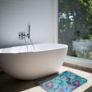 Alfombrilla De Baño Escala de dragones o sirenas mosaicas coloridas ab