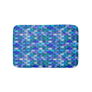 Alfombrilla De Baño Escalas de sirena azul y púrpura