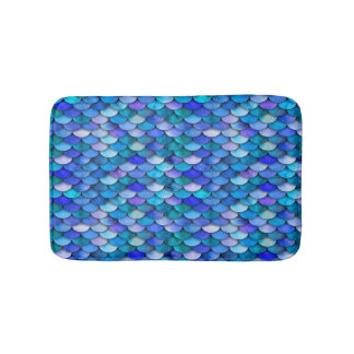 Alfombrilla De Baño Escalas de sirena azul y púrpura