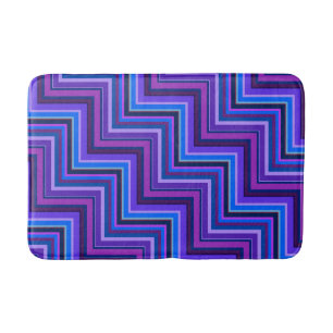 Alfombrilla De Baño Escaleras de rayas azules y violetas