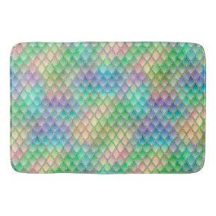 Alfombrilla De Baño Escamas de Dragón Arcoíris Pastel Brillante y Purp