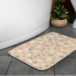 Alfombrilla De Baño Escandinavo blanco floral