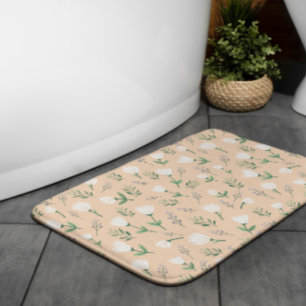 Alfombrilla De Baño Escandinavo blanco floral