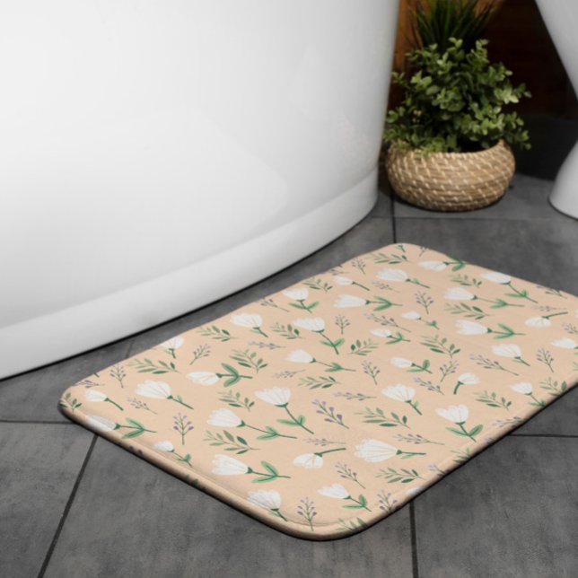 Alfombrilla De Baño Escandinavo blanco floral (Subido por el creador)