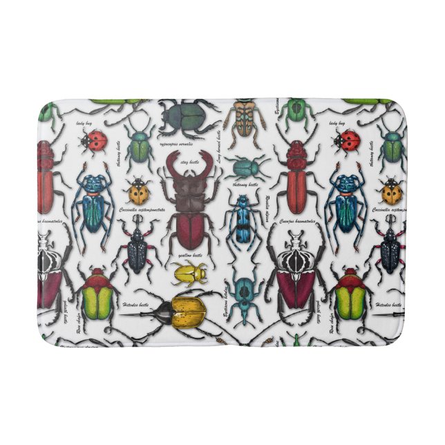 Alfombrilla De Baño Escarabajos blancos (Anverso)