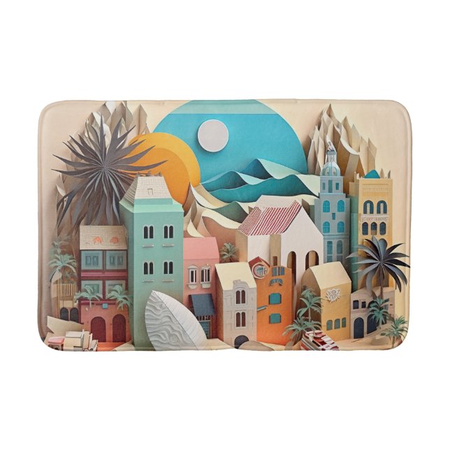 Alfombrilla De Baño Escena de una casa de playa (Anverso)
