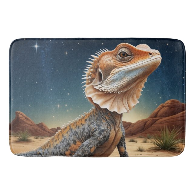 Alfombrilla De Baño Escena de vida silvestre Lizard de cuello de hembr (Anverso)