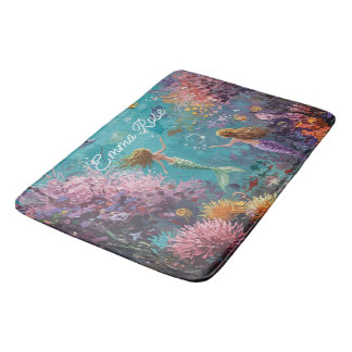 Alfombrilla De Baño Escena submarina de sirena encantada