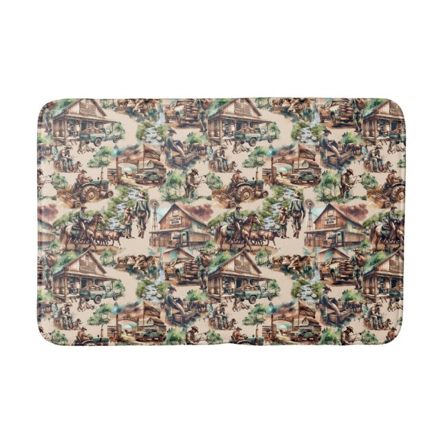 Alfombrilla De Baño Escenas de Rancho Occidental o Granja de Campo (Anverso)