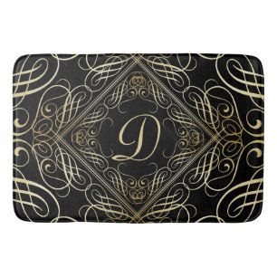 Alfombrilla De Baño Escritura elegante de Scrollwork de la mirada del