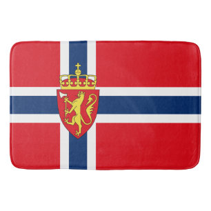 Alfombrilla De Baño Escudo de armas de Noruega en la bandera de Norueg
