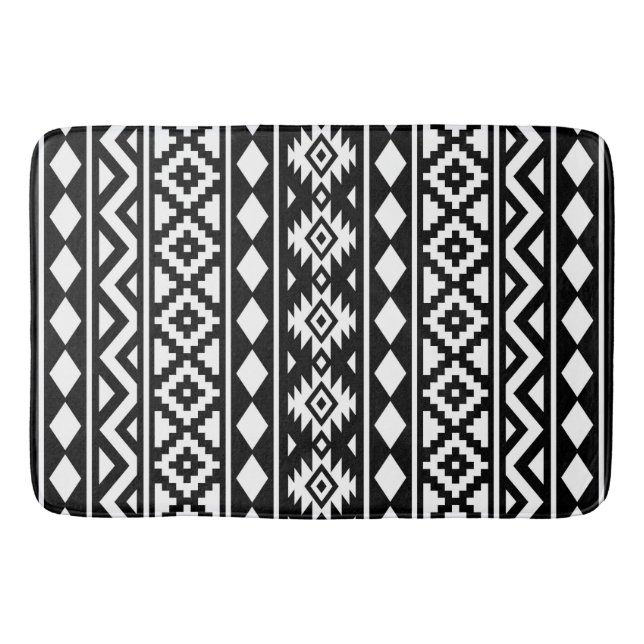 Alfombrilla De Baño Esencia azteca Ptn III vertical blanco en negro (Anverso)