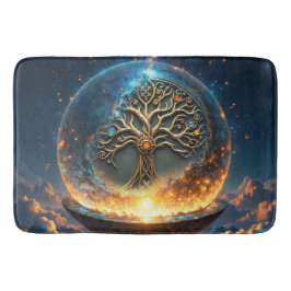 Alfombrilla De Baño Esfera de la Vida – El Árbol del Mundo Dorado.