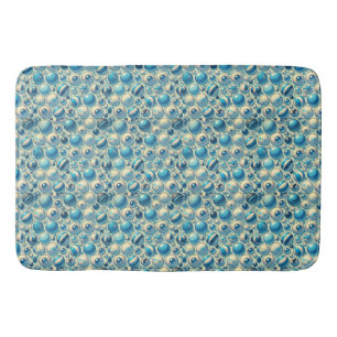 Alfombrilla De Baño Esferas decorativas vibrantes azules y blancas