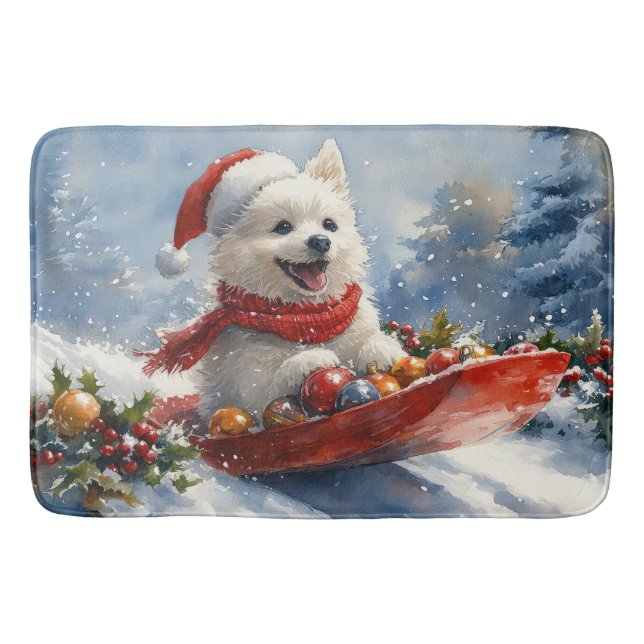 Alfombrilla De Baño Eskimo americano en Sledge Let it Snow Navidades (Anverso)
