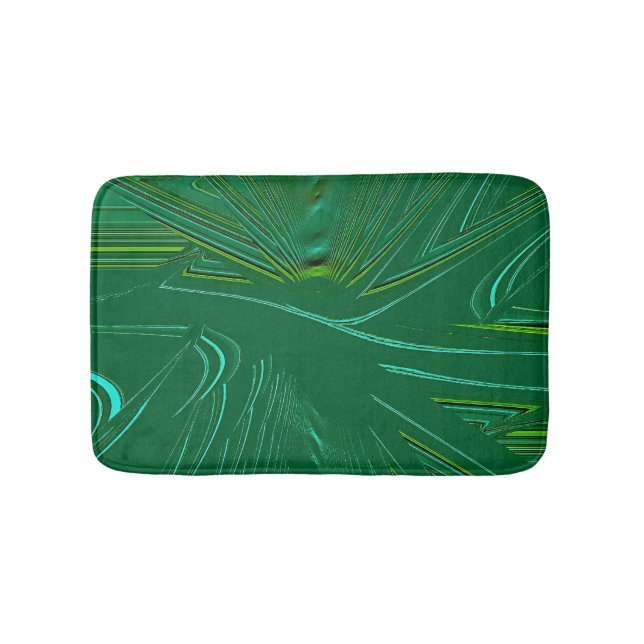 Alfombrilla De Baño Esmeralda Verde Faux Brocade (Anverso)