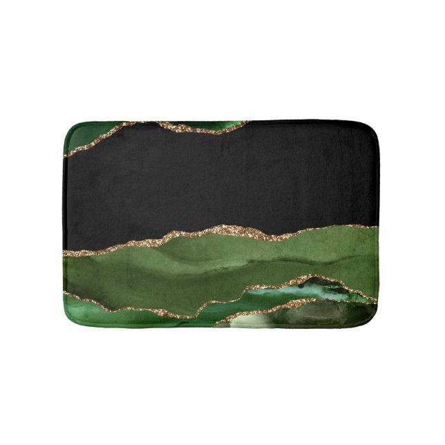 Alfombrilla De Baño Esmeralda verde mármol agitar piedra contemporánea (Anverso)