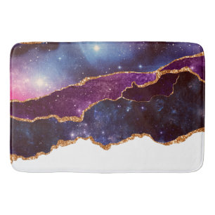 Alfombrilla De Baño Espacio azul y morado y estrellas de edad moderna