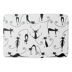 Alfombrilla De Baño Espinoso patrón de gato negro