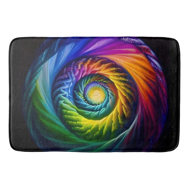 Alfombrilla De Baño Espiral arcoiris hacia fuera (Anverso)