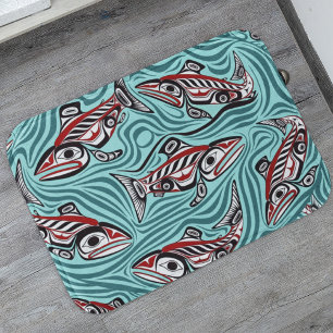 Alfombrilla De Baño Espíritu de arte Salmon Haida Pacífico Nativo del