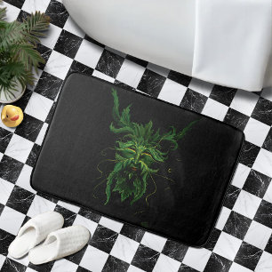 Alfombrilla De Baño Espíritu del Bosque Hombre Verde Místico Cara de H