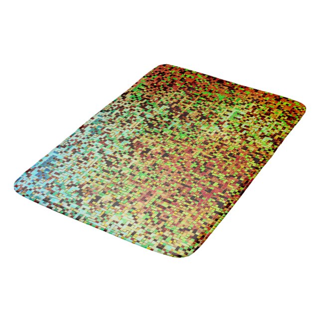 Alfombrilla De Baño Espléndidos cuadrados verdes y naranjas o azulejos (Angular)