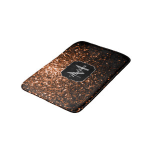 Alfombrilla De Baño Espuma purpurinas de imitación de cobre marrón bro