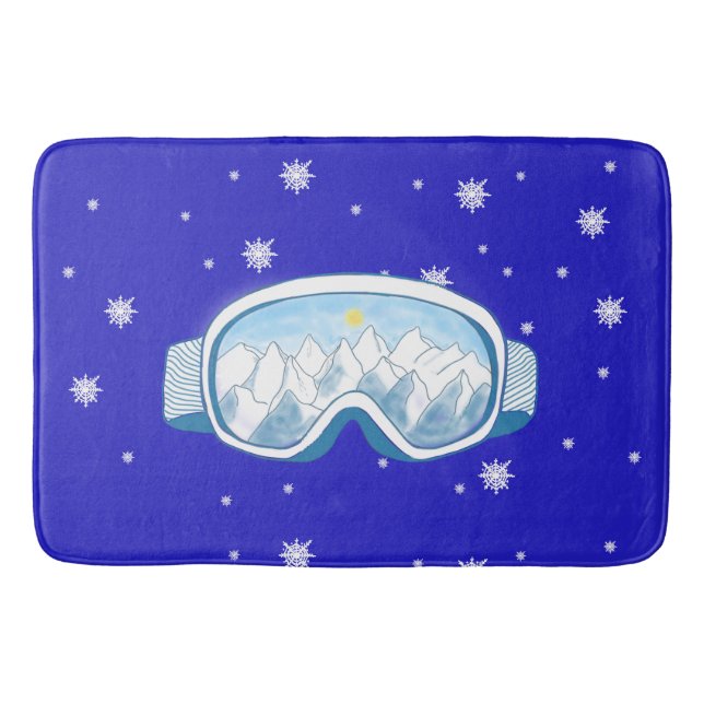 Alfombrilla De Baño Esquiar Goggles, danza de copas de nieve (Anverso)