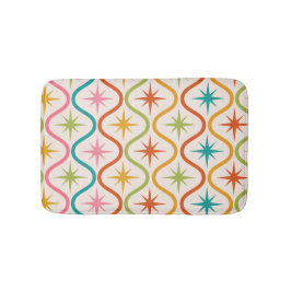 Alfombrilla De Baño Estallidos Coloridos De Mediados Del Siglo Sobre E