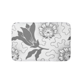Alfombrilla De Baño Estampa floral estilo granja vintage gris blanco