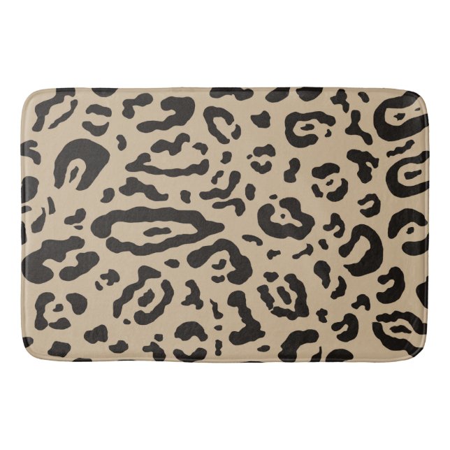 Alfombrilla De Baño Estampado Animal Leopardo Cheetah Negro & Marrón O (Anverso)