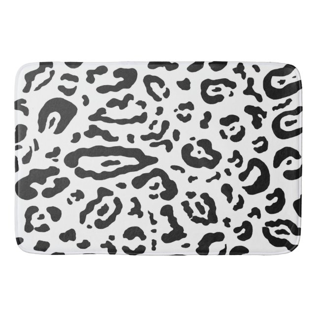 Alfombrilla De Baño Estampado Animal Leopardo Guepardo Blanco y Negro (Anverso)