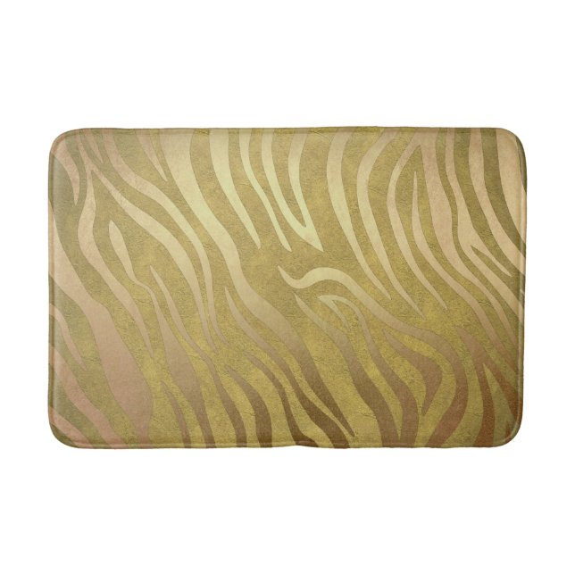 Alfombrilla De Baño Estampado de cebra de bronce dorado Glam safari de (Anverso)