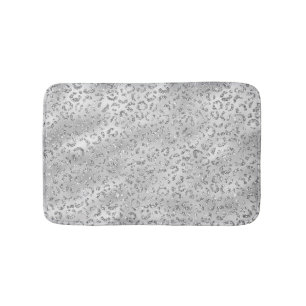 Alfombrilla De Baño Estampado de Cuero de Guepardo Leopardo Plateado L