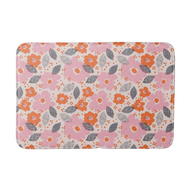 Alfombrilla De Baño Estampado de flores retro lindo (Anverso)