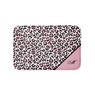 Alfombrilla De Baño Estampado de leopardo en rosa, blanco y negro con