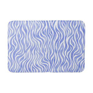 Alfombrilla De Baño Estampado de zebra azul de la acuarela del dril de