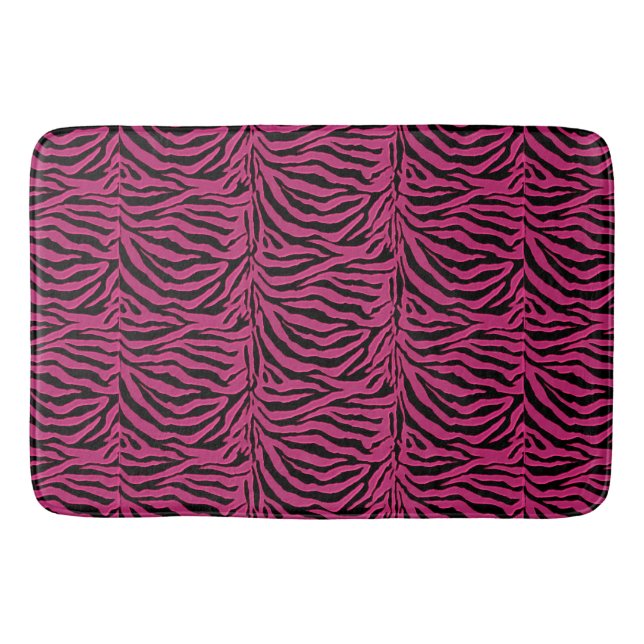 Alfombrilla De Baño Estampado de zebra rosado y negro (Anverso)